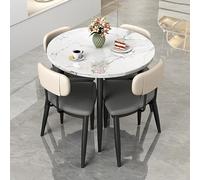 ASumPio Rund Konferenztisch Essgruppe Esstisch Mit 4 Stühlen,Mesa Combinada Y Silla para Recepción, Juego De Mesa De Comedor Redonda para Conferencias para Oficina, Sala De,One Color A2-One Color