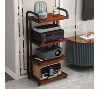 ASumPio Soporte De Medios Audiovisuales Móvil De 3/4 Niveles, Soporte para Reproductor De DVD/CD, Gabinete De Almacenamiento De Componentes Estéreo con Estante De Madera Y Rueda,One Color-4-Tier