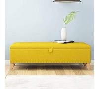 ASumPio Taburete para Sala De Estar, Banco De Almacenamiento, Caja De Juguetes, Tejido De Lino Y Algodón con Botones, Taburete para Sofá, Taburete para El Hogar (Amarillo, 80 Cm/31,5 Pulgadas)