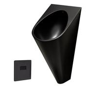 ASumPio Urinario De Acero Inoxidable 304 Negro, Urinario De Baño para Hombres Montado En La Pared con Válvula De Descarga con Sensor, Urinario De Descarga Comercial De Alta Efici,