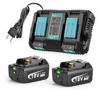 ASUNCELL 2 baterías de 5,5 Ah y 2 puertos de carga para Makita LXT, compatible con todas las baterías Makita de iones de litio de 14,4 V-18 V BL1815 BL1830 BL1850 BL1430