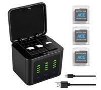 ASUNCELL Pack de 3 baterías de repuesto para Insta-360 Ace Pro 2/Ace Pro/Ace, 2400 mAh/3,89 V, con cargador de 3 canales