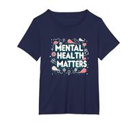 Asuntos de Salud Mental: Conciencia y Apoyo Camiseta, Mujer Tallas Grandes, Azul Marino, 4XL Grande