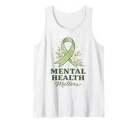 Asuntos de Salud Mental - Green Ribbon Awareness Floral Camiseta sin Mangas