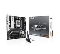 ASUS B850M MAX Gaming WiFi, Placa Base AMD ATX, 8+2+1 Fases de alimentación, Ranura DDR5, PCIe 5.0 Ready, 3 Ranuras M.2, WiFi 6, Ethernet 1 GB, USB-A, USB-C, HDMI, BIOS Flashback y Aura Sync, Color