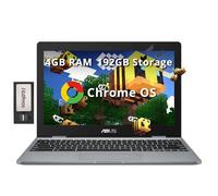 ASUS Chromebook Laptop HD de 11.6 pulgadas, Intel Celeron N3350, 4 GB de RAM, 192 GB de almacenamiento (32 GB eMMC + estación de acoplamiento de 160 GB), gráficos Intel UHD, cámara HD, altavoces