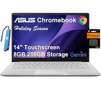 ASUS Laptop Chromebook CX14 (pantalla táctil FHD de 14 pulgadas, Intel Celeron N4500, 8 GB de RAM, 256 GB de almacenamiento (eMMC de 128 GB + tarjeta SD de 128 GB)) Hogar y estudiante, cámara web