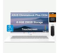 ASUS Laptop Chromebook Plus CX34, pantalla táctil FHD de 14 pulgadas, Intel Core i5-1335U, 8 GB de RAM, 256 GB de almacenamiento (128 GB UFS + tarjeta SD IST de 128 GB) empresa, negocios, Google AI,