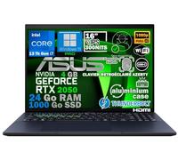 ASUS Ordinateur Portable Intel i7 13 Gén, RAM 24Go DDR5, SSD 1To, NVIDIA 4Go, Écran 16" FHD IPS, WiFi6E, Thunderbolt, Châssis Aluminium, Fingerprint, Face ID, Clavier AZERTY Rétroéclairé, Win 11 Pro