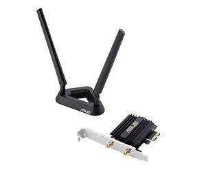 ASUS PCE-AX58BT - Tarjeta de Red Wi-Fi 6 AX3000 PCIe 160Mhz con Bluetooth 5.0 (OFDMA, MU-MIMO, Seguridad WPA3, Adaptador Perfil bajo, Base Extensible de Antenas)