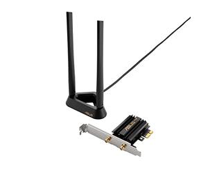 ASUS PCE-AXE59BT WiFi6 6E AX5400 PCI-E Adaptador con 2 Antenas externas y Base magnetizada. Compatible con Banda de 6 GHz, Bluetooth 5.2, Seguridad de Red WPA3, OFDMA y MU-MIMO