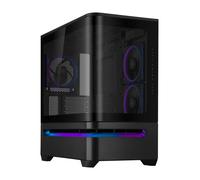 ASUS Prime AP202 - Caja mATX, Cristal Curvado Templado, Compatible con gráficas de hasta 420 mm, radiadores de 360 mm, raíl de fácil extracción, ventilación de Ranura, Ventiladores ARGB, Negro