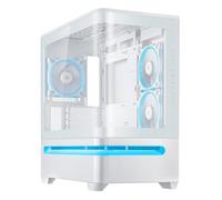 ASUS Prime AP202 ARGB Caja mATX, Cristal Curvado Templado, Compatible con gráficas de hasta 420 mm, radiadores de 360 mm, raíl de fácil extracción, ventilación de Ranura, Ventiladores ARGB, Blanco