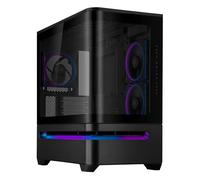 ASUS Prime AP202 ARGB Caja mATX, Cristal Curvado Templado, Compatible con gráficas de hasta 420 mm, radiadores de 360 mm, raíl de fácil extracción, ventilación de Ranura, Ventiladores ARGB, Negro