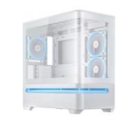 ASUS Prime AP202 - Caja mATX, Cristal Curvado Templado, Compatible con gráficas de hasta 420 mm, radiadores de 360 mm, raíl de fácil extracción, ventilación de Ranura, Ventiladores ARGB, Blanco