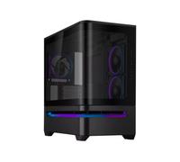 ASUS Prime AP202 ARGB Caja mATX, Cristal Curvado Templado, Compatible con gráficas de hasta 420 mm, radiadores de 360 mm, raíl de fácil extracción, ventilación de Ranura, Ventiladores ARGB, Negro