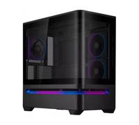 ASUS Prime AP202 - Caja mATX, Cristal Curvado Templado, Compatible con gráficas de hasta 420 mm, radiadores de 360 mm, raíl de fácil extracción, ventilación de Ranura, Ventiladores ARGB, Negro