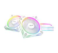 ASUS Prime MR120 ARGB Reverse Triple Pack White Edition, Ventiladores PWM de 120 mm, 20 LED ARGB, Velocidad del Ventilador de 1600 RPM, Flujo de Aire de 58 CFM, Marco de 28 mm de Grosor, Aura Sync