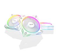 ASUS Prime MR120 ARGB Triple Pack White Edition, Ventiladores PWM de 120 mm, 20 LED ARGB, Velocidad del Ventilador de 1600 RPM, Flujo de Aire de 58 CFM, Marco de 28 mm de Grosor, Aura Sync