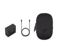ASUS ROG Adaptador de 65 W y 1,2 m USB-C; Hypercharge, Cargador de teléfono móvil con función de Carga rápida, USB-C, Incluye Funda de Transporte ROG, Color Negro