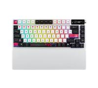 ASUS ROG Azoth X Teclado Gaming Personalizable de 75%, ROG NX Snow V2, Teclas PBT semitranslúcidas y sublimadas, amortiguación de Cinco Capas, Placa FR4, Pantalla OLED, RGB, QWERTY US, Blanco
