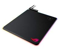 ASUS ROG Balteus Qi - Alfombrilla de ratón vertical para juegos con zona de carga Qi inalámbrica, superficie dura micro-texturizada, paso USB, iluminación RGB Aura Sync y base antideslizante (12.6 x 14.6 pulgadas)