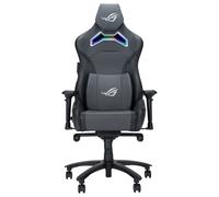 ASUS ROG Carro X Silla para Juegos (Aura Iluminación RGB, reposabrazos 4D, Espuma viscoelástica, Cuero de PU con Mando One-Touch), Gris