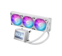 ASUS ROG Ryujin III 360 ARGB Extreme White - Sistema de refrigeración AiO con bomba Asetek Gen8 V2, ventiladores magnéticos reforzados, LCD de 3.5'', monitorización del hardware y GIF personalizados