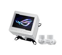 ASUS ROG Ryujin III WB White Edition - Bloque de agua para CPU con pantalla LCD a todo color de 3,5", ventilador VRM, 178 aletas de micro-refrigeración y tecnología de refrigeración Asetek