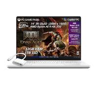 ASUS ROG Zephyrus G14 35.6 cm 3K OLED 120Hz Copilot+ PC Gaming Laptop, AMD Ryzen AI 9 HX 370, NVIDIA GeForce RTX 5070Ti, 32GB RAM 1TB SSD Wi-Fi7, retroiluminado KB, Win11, blanco platino, unidad USB