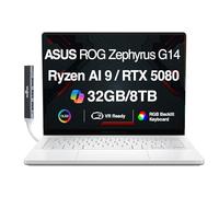 ASUS ROG Zephyrus G14 AI Gaming Laptop de 14 pulgadas 120Hz OLED 2.8K Display (AMD Ryzen AI 9 HX 370, GeForce RTX 5080 16GB, 32GB LPDDR5X, 8TB PCIe SSD, RGB KB, Win 11 Home) con expansor de puerto USB