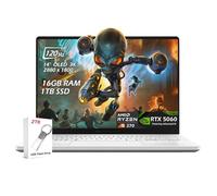 ASUS ROG Zephyrus G14 AI Gaming Laptop de 14 pulgadas ROG Nebula OLED 2.8K 500nits, AMD Ryzen 9 270, RTX 5060 8GB, 16GB LPDDR5X, 1TB SSD, WiFi7, Win11, blanco platino, con unidad USB de 2 TB, W/GaLiMu