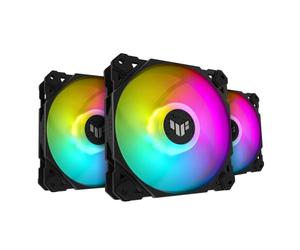 ASUS TUF Gaming TF120 ARGB - Ventilador de chasis, paquete de 3 LED personalizables, rodamiento dinámico fluido avanzado, control PWM de 120 mm, almohadillas antivibración, matriz LED de doble capa
