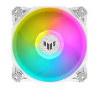 ASUS TUF Gaming TF120 ARGB White Edition - Ventilador de 120 mm (Rodamiento Fluidodinámico, Matriz LED de Doble Capa, Aura Sync, Alto Flujo de Aire, control PWM, RPM Amplio, Controlador Multifunción)
