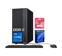 ASUS V500 Home & Business Tower Desktop, procesador Intel Core i7-13620H de 10 núcleos, RAM DDR5 de 16 GB, SSD de 1 TB, DisplayPort, Wi-Fi 6, KB y mouse con cable, Win11 Pro, paquete con unidad flash