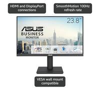 ASUS VA24DQFS Monitor profesional de 24 Pulgadas, IPS, Full HD, sin marco, 100 Hz, Adaptive-Sync, MPRT de 1 ms, HDMI, DisplayPort, VGA, luz azul baja, antiparpadeo, diseño ergonómico, montaje en pared