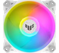 ASUS TUF Gaming TF120 ARGB White Edition - Ventilador de 120 mm (Rodamiento Fluidodinámico, Matriz LED de Doble Capa, Aura Sync, Alto Flujo de Aire, control PWM, RPM Amplio, Controlador Multifunción)