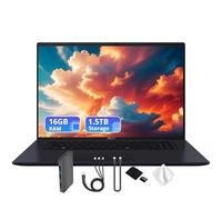 ASUS Vivobook 18 WUXGA - Laptop de 18 pulgadas, AMD Ryzen 7 260, 16 GB DDR5, 1.5 TB de almacenamiento (SSD de 512 GB y juego de estación de acoplamiento de 1 TB), gráficos AMD Radeon, teclado
