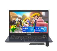 ASUS Vivobook Go - Laptop empresarial FHD de 14 pulgadas, Intel Celeron N4500, 4 GB de RAM, almacenamiento de 1.12 TB (eMMC de 128 GB + juego de estación de acoplamiento de 1 TB), gráficos Intel UHD