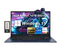 ASUS Vivobook Laptop FHD de 14 pulgadas para negocios y estudiantes, Intel i3-1215U, 24 GB de RAM, 1.16 TB de almacenamiento (1 TB SSD + 160 GB de estación de acoplamiento), gráficos Intel Iris Xe,