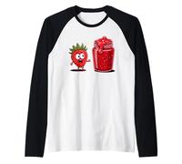 Asustado Fresa Mermelada Fresas Camiseta Manga Raglan