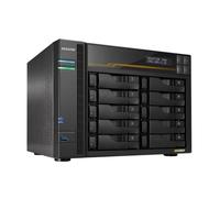 Asustor Lockerstor 10 Gen3 AS6810T, Almacenamiento NAS de 10 Bahías, AMD Ryzen Quad-Core 2.3 GHz, 16GB RAM ECC DDR5, 4 M.2 NVMe Slots, 2 5GbE & 2 10GbE Port, USB4 Type-C, Sin Discos