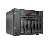 Asustor Lockerstor 6 Gen3 AS6806T, Almacenamiento NAS de 6 Bahías, AMD Ryzen Quad-Core 2.3 GHz, 16GB RAM ECC DDR5, 4 M.2 NVMe Slots, 2 5GbE & 2 10GbE Port, USB4 Type-C, Sin Discos