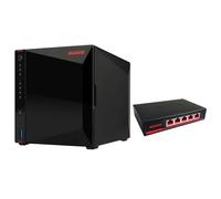 Asustor NAS AS5404T Nimbustor 4 Gen2 de 4 bahías y conmutador de Red ASW205T de 5 Puertos y 2,5 GB