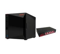 Asustor Nimbustor 4 AS5304T 4 Bay NAS & conmutador de Red ASW205T de 5 Puertos y 2,5 GB