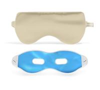 ASUTRA Cojín de seda para dormir, champán - relleno de brotes de lavanda y linaza, máscara de ojos pesada, meditación y venda de bloqueo de luz, máscara de gel refrescante incluida