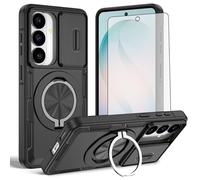 Asuwish Funda compatible con Samsung Galaxy S26 5G y protector de pantalla de vidrio templado para cámara deslizante, soporte magnético para teléfono móvil, accesorios para celdas S 26 26S G5 SM-S942U
