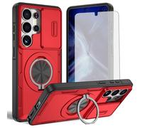 Asuwish Funda compatible con Samsung Galaxy S26 Ultra 5G y protector de pantalla de vidrio templado para cámara deslizante, anillo magnético, accesorios para celdas S26Ultra 26S S 26 26Ultra 6.9 2026