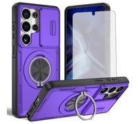 Asuwish Funda compatible con Samsung Galaxy S26 Ultra 5G y protector de pantalla de vidrio templado, cámara deslizante, soporte magnético para teléfono celular S26Ultra 26S S 26 26Ultra 6.9 2026