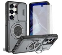 Asuwish Funda compatible con Samsung Galaxy S26 Ultra 5G y protector de pantalla de vidrio templado para cámara deslizante, anillo magnético, accesorios para celdas S26Ultra 26S S 26 26Ultra 6.9 2026